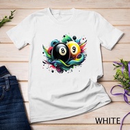 Billiards Pool Player 8 Ball 9 Ball Paint Art Billiard Balls T-Shirt