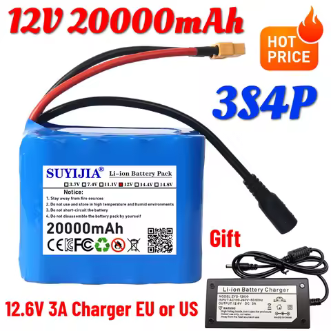 12V Fishing Battery 3S4P 20Ah Portable 12V Battery Rechargeable Lithium Ion Battery Pack Capacity DC
