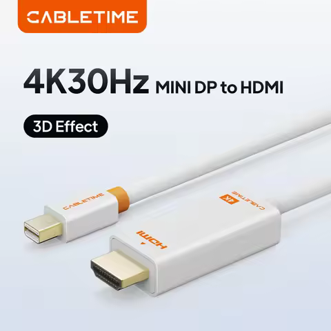 CABLETIME Mini DP to HDMI Cable Mini DP 1.2 Thunderbolt Displayport to HDMI Cable 4K 1080P for Surfa