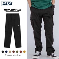 ZEKE Men Cargo Pants Ki Tactical Six Pocket Working Pant Plain Trouser