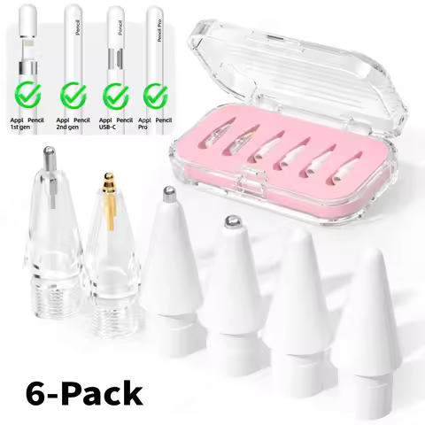 6Pcs for Apple Pencil Pro/USB-C/2nd Gen/1st Gen Tips Replacement Tips Mute Spare Stylus Fine Nib for