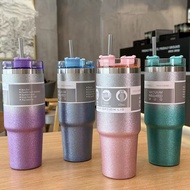 Stainless Steel Tumbler Cup 890ml / Stainless Steel Glitter Tumbler With Straw 890 ML Hot and Cold T