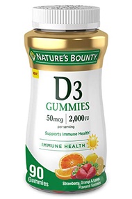 Nature's Bounty Vitamin D3 Gummies, Vitamin Supplement, Supports Immune Health, 50mcg, 2000IU, Mixed