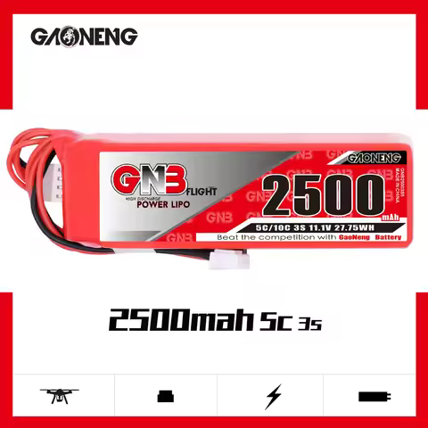 GAONENG GNB 2500mAh 3S1P 11.1V 5C/10C Lipo Battery with FUTABA XH JST Plug for Frsky Taranis X9D RX 