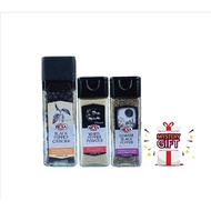 HEXA HALAL Black Peppercorn Grinder 40gm White Pepper Powder 45gm Coarse Black Pepper 45gm Glass Jar