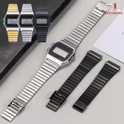 18/20mm Ultra-thin Watchband For CASIO F-91W/A158/A159/A168/A169/B650/AQ230/AE500W Replacement Stain