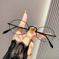 Fashionable Oval Eyeglasses Metal Frame Eyeglasses Couple Glasses Computer Glasses for Women Men