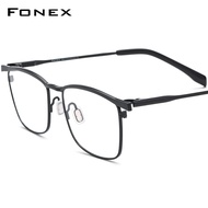 FONEX กรอบแว่นตาไททาเนียมผู้ชาย2023ดีไซน์ใหม่ตารางแว่นสายตาแบบเบาผู้หญิง F85741แว่นตาแว่นสายตาสั้น
