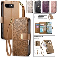 For Google Pixel 10 9 Pro XL 8 7 Pro 9A 8A 7A 6 6A Zip Wallet Case Leather Flip Cover