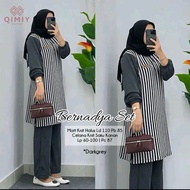 Bernadya Set Setelan Tunik & Celana Outfit Wanita Muslim Bahan Knit Rib