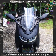 NMAX V2 V1 X3 Bracket for  Side Mirror Visor Windshield with CP Holder Mount NEMO SEC A2Moto w HENG Bolts