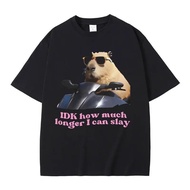 Idk How Much Longer I Can Slay Funny Capybara Meme Graphic T-shirts men Casual Cozy Short Sleeve Fem