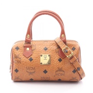 【二手】 MCM手提包，Visetosブラウン/黑色，PVC塗層帆布，皮革，Vicent Mini 兩用波士頓包，女士