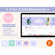 Retro Aesthetic Etsy Shop Kit | Canva Template |