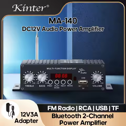 KINTER DC12V Power Amplifier 2 Channels Bluetooth Audio Amplifier Player for Home Theater Car Motorc