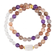 [VE] 1pc High Quality Sterling Silver Natural Black Garnet & Amethyst Wrap Bracelet, Profound & Bril