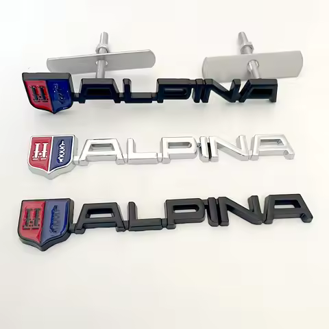 3D Metal Chrome Black Logo ALPINA Rear Trunk Fender Emblem Sticker Car Front Grill Badge Decaks Auto