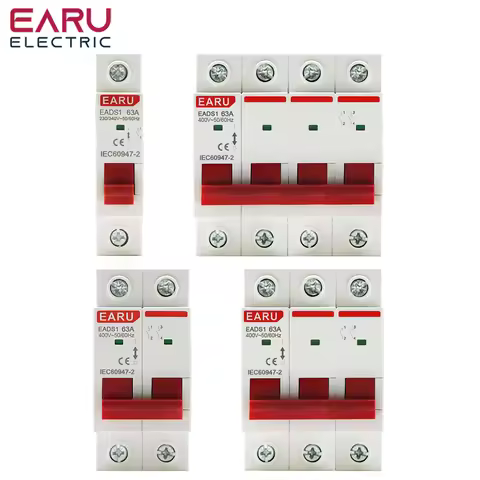 EARU 1P 2P 3P 4P 40A 63A 100A 125A AC 230V 400V Isolator Disconnector Disconnecting Switch Main Knif