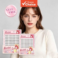 DOROLAB Wonderland Tinman Plus Glue Free Cluster Lashes, C Curl 10-12mm Self Adhesive Eyelashes Natu