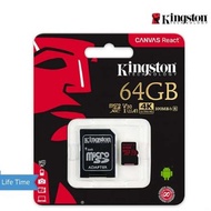 Kingston 64GB ของแท้ 100% Micro SD Card 4K Canvas React Class10 100MB/S (SDCR/64GB) เหมาะสำหรับการบั