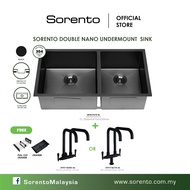 SORENTO Double Bowl SUS304 stainless steel undermount kitchen sink SRTKS7070-BL sinki dapur nano coa