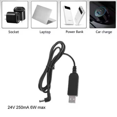 Universal 90 Degree USB 5V To 24V 5.5x2.1mm 250mA Step Up Cable Power Line For Router LED Strip Came