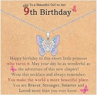 9 Year Old Girl Birthday Gifts, Butterfly Necklace Jewelry as Happy 9th Birthday Gifts for Girls Dec