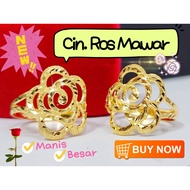 FD8 Wing Sing Cincin Ros Mawar Bajet Tulen Original Emas 916 916 Gold Fashion Budget Rose Ring rose 