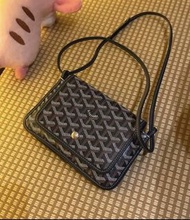 全新Goyard Plumet pocket Y字老花滿印多口袋可拆卸肩帶 帆布拼皮 WOC信封包手拿包斜挎單肩袋黑色 black PLUMETPMLTY