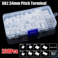 CACTUOE 230Pcs Pin Connector, 2p 3p 4p 5pin XH2.54 2.54mm Pitch Terminal, Housing Kit Male And Femal