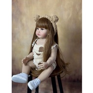 Boneka Karakter Bayi Perempuan Full Silikon Body Coklat Rambut