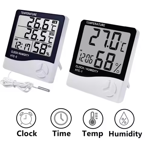 LCD Electronic Digital Temperature Humidity Meter Thermometer Hygrometer Indoor Outdoor Weather Stat