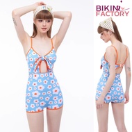 BIKINI FACTORY Women's Swimsuit One-Piece Set Flower Pattern Good Quality Fabric Spaghetti Strap Top