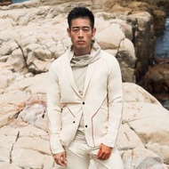 男士彈性西裝外套 (白沙色)