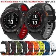 22 26mm silikon dua warna tali jam tangan pelepasan cepat sesuai untuk Garmin Fenix7 7XPro