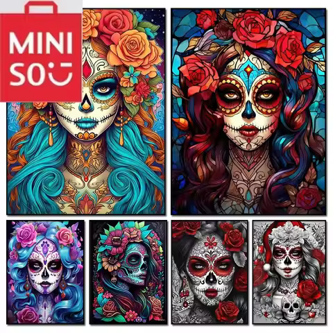 MINISO Mexican Catrina Sugar Skull Girl Diamond Painting for Adults