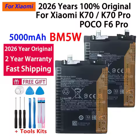 100% 5000mAh BM5W Battery For Xiaomi K70 / K70 Pro / POCO F6 Pro Mobile Phone Batteriea Fast Shippin