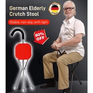 Portable Chair Seat Crutch Foldable Elderly Care Walking Cane Stick