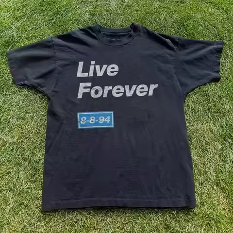Oasis Live Forever Band T-Shirt Men's and Women's Short Sleeve Trend Brand T-shirt Summer Sports Top