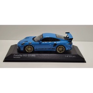 [Ready Stock 1 Set] Mini Cut 1/43 Porsche 911 991.2 GT3 RS, Miami Blue, Golden Wheels.With Original 