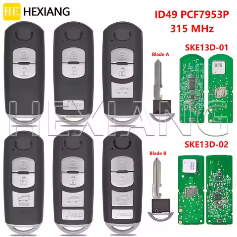 HE SKE13D-01 SKE13D-02 ID49 PCF7953P 315MHz Proximity Smart Car Remote Key WAZSKE13D01 For Mazda 3 5