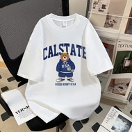 COD Front Print 100% Cotton Combed Loose Short Sleeve T-Shirt for Women - IEU7