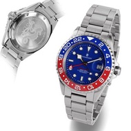 全新 行貨 有門市 STEINHART AUTOMATIC WATCH 103-1322 德國品牌 瑞士機芯 瑞士製造 紅藍雙色陶瓷圈藍面 二地時間 GMT 42mm Ocean One GMT BL