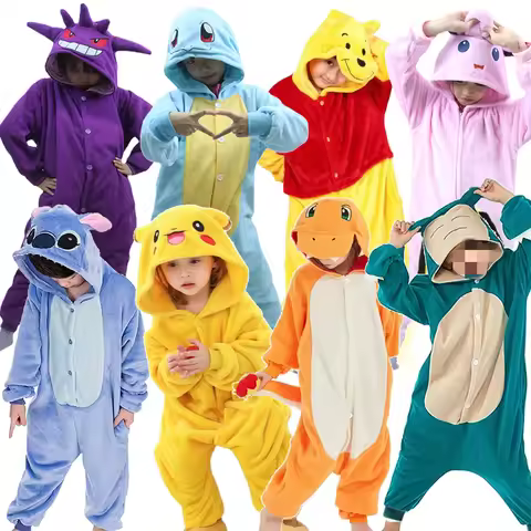 TAKARA TOMY Pokemon Jigglypuff Pikachu Gengar Snorlax Onesie Kigurumi Kids Cosplay Bulbasaur Hallowe