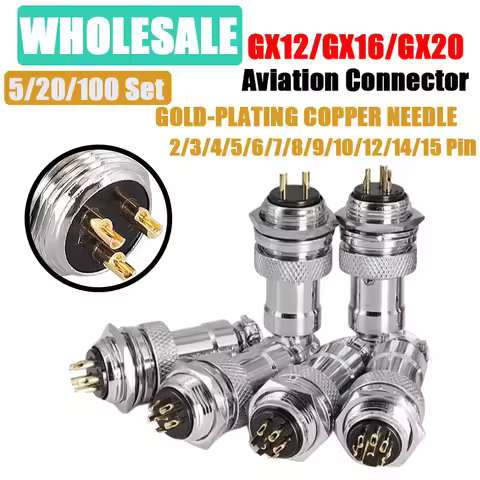 GX16 Gold Plated Aviation Plug Socket Docking Connector 2PIN 3PIN 4PIN 5PIN 6PIN 7PIN 8PIN 9PIN 10PI