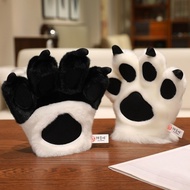 EXPEN Animal Paw Plush Gloves, Simulated Striped Design Faux|Paw Gloves, Cosplay Gloves Furry Textur