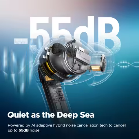 SOUNDPEATS Air5 Pro Wireless Earphones 55 dB Adaptive Hybrid ANC Bluetooth 5.4 Earbuds, Hi-Res LDAC