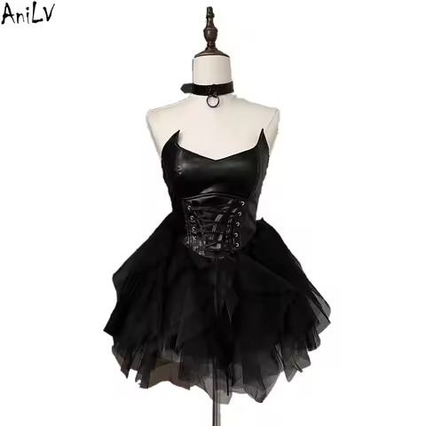 AniLV Halloween Infernal Dark Fallen Angels Dress Cosplay Clothes Women Devil Witchcraft Black Dress