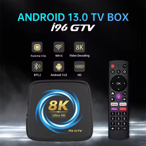 Velec Set Top Box Android 13 Quad-Core 64bit Cortex-A53 BT5.2 USB2.0 I96 GTV HDMI 4K Dual Wifi TV Bo