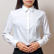 [HZA] Professional Business Women's Long Sleeve Crisp White Shirt Minimalist Classic Comfortable Ele